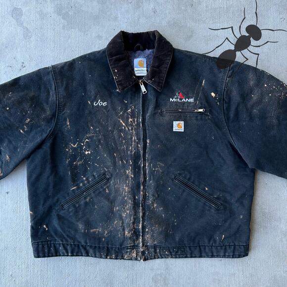 Vintage Y2K Carhartt J001 black Detroit work wear jacket - Picture 3 of 10